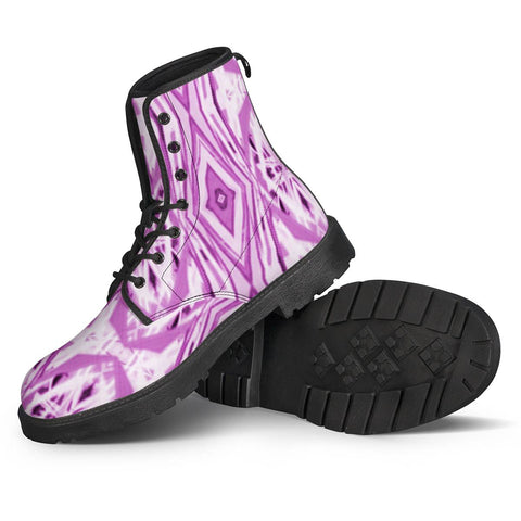 Image of Purple And White Tribal Pattern Leather Boots