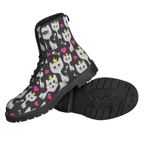 Image of Cat Queens Pattern Leather Boots