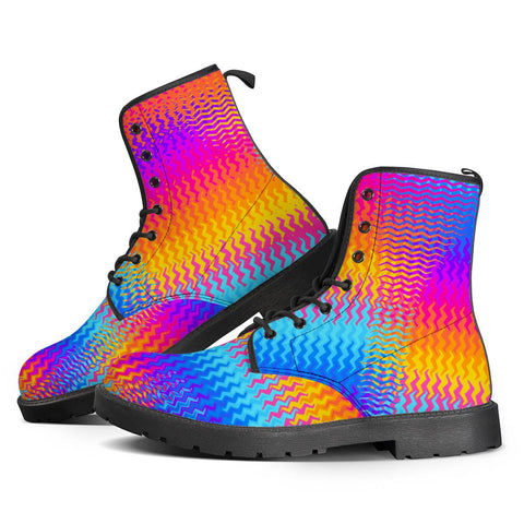 Image of Psychedelic Rainbow Heat Waves Leather Boots