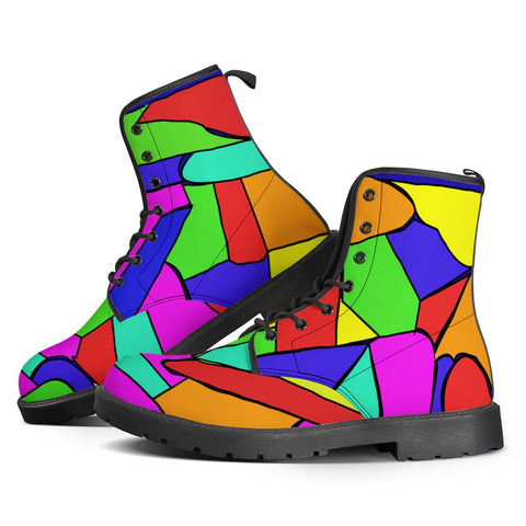 Image of Abstract Neon Mosaic Leather Boots