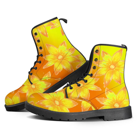 Image of Yellow Flowers Leather Boots