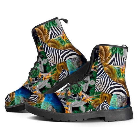 Image of Zebra Tropical Paradise Leather Boots