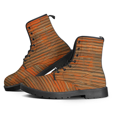 Image of Orange Grunge Print Leather Boots