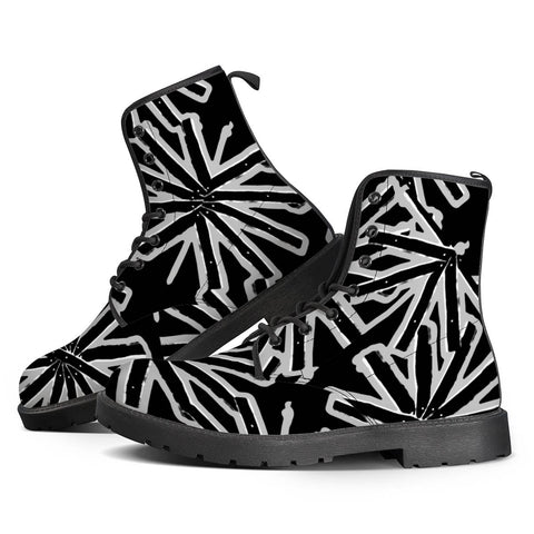 Image of Luxury Radial Stars Motif Pattern Leather Boots