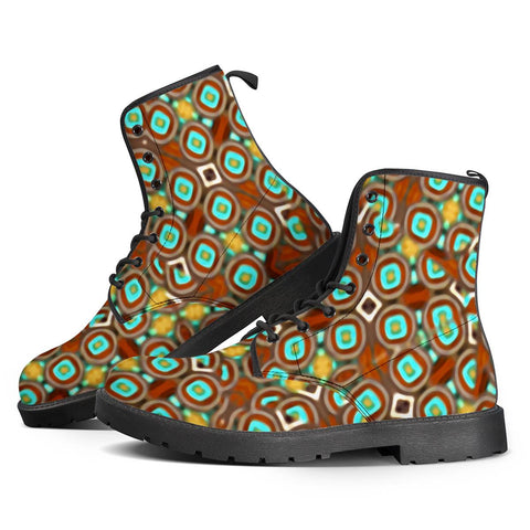 Image of Colorful Modern Geometric Print Pattern Leather Boots