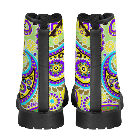 Image of Multicolored Indian Paisley Leather Boots