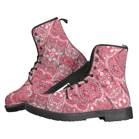 Image of Fancy Ornament Pattern Design Leather Boots