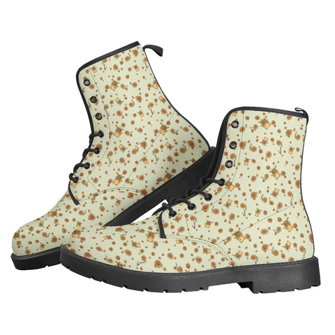 Image of Sunflowers Pattern Leather Boots