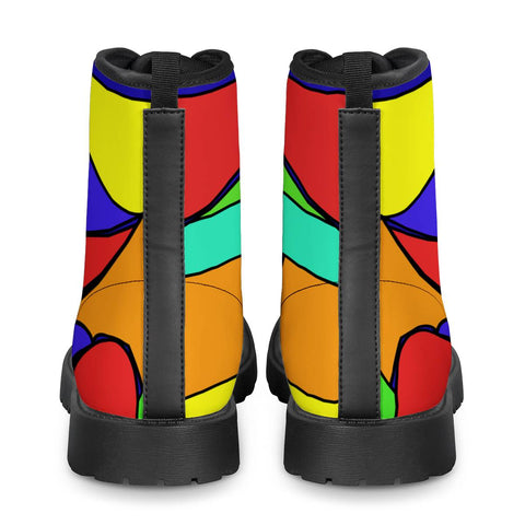 Image of Abstract Neon Mosaic Leather Boots