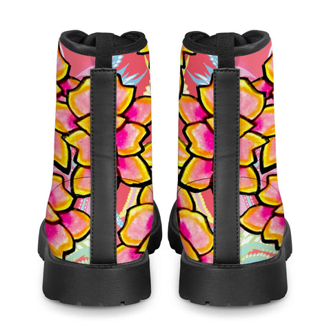 Image of Pink Watercolor Flowers Leather Boots