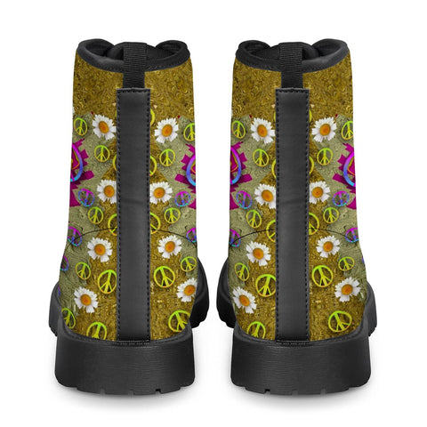 Image of Signs Of Peace  In A Amazing Floral Gold Landscape Leather Boots