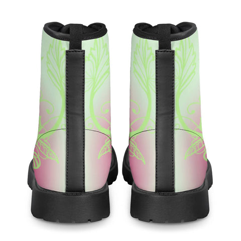 Image of Pink Neon Floral Leather Boots