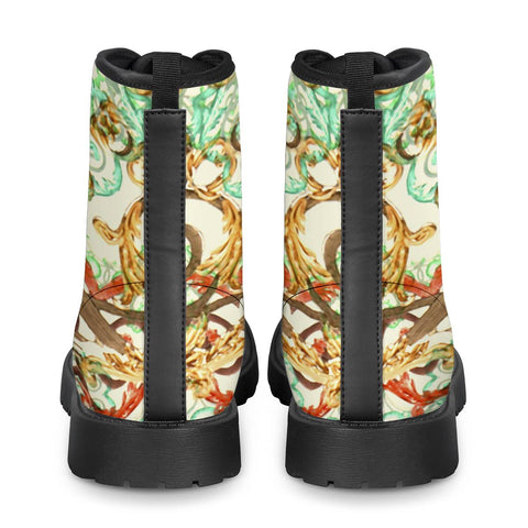 Image of Multicolored Modern Collage Print Leather Boots