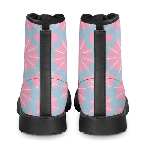 Image of Pink Shells On Blue Leather Boots