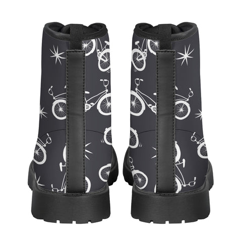 Image of Bicycle Pattern Leather Boots