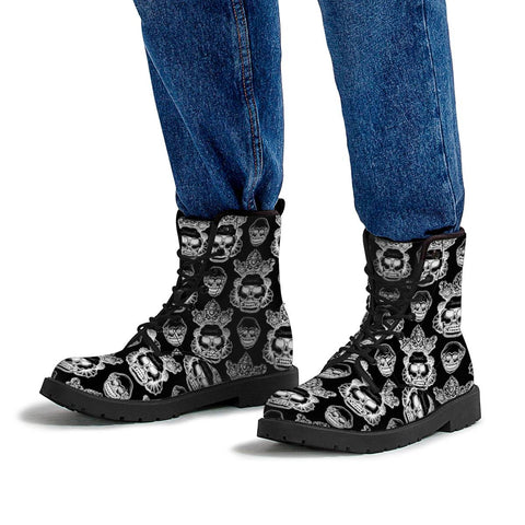 Image of Skull Totem Leather Boots
