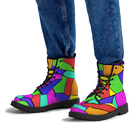 Image of Abstract Neon Mosaic Leather Boots