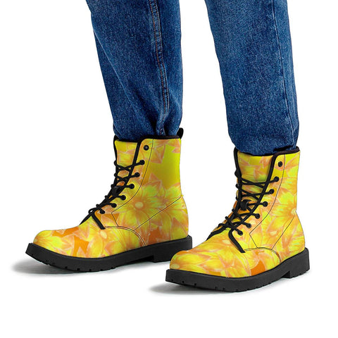 Image of Yellow Floral Hippie Leather Boots