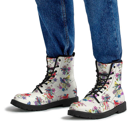 Image of Flowers And Birds Leather Boots