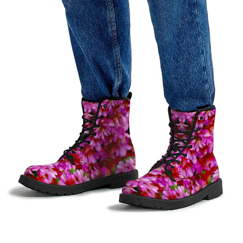 Image of Flowers And Bloom In Sweet And Nice Decorative Style Leather Boots