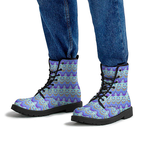 Image of Colorful Asian Style Pattern Leather Boots