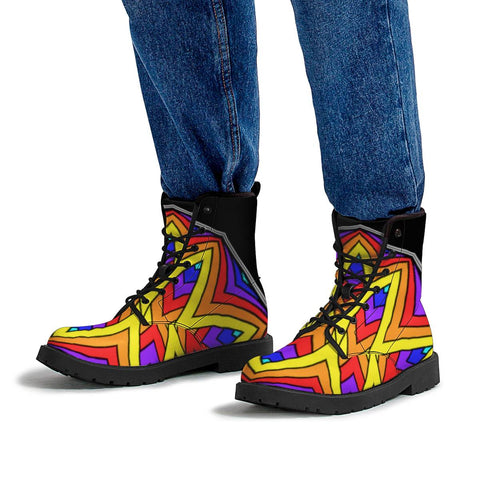 Image of Unique Colorful Flowers Leather Boots