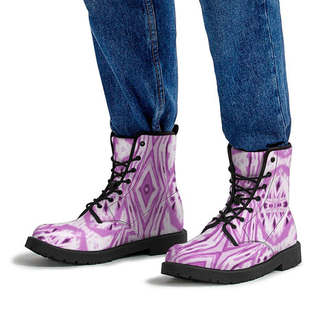 Image of Purple And White Tribal Pattern Leather Boots