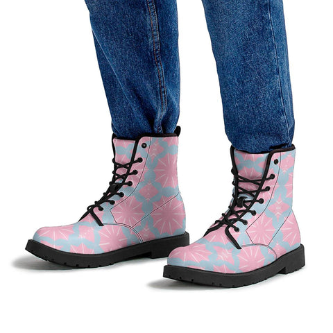Image of Pink Shells On Blue Leather Boots