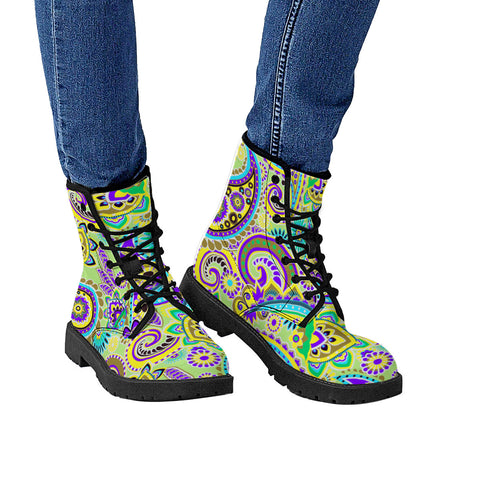Image of Multicolored Indian Paisley Leather Boots