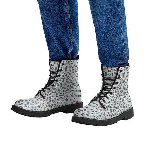 Image of Dots Motif Geometric Print Design Leather Boots