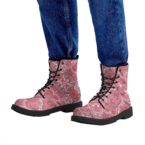 Image of Fancy Ornament Pattern Design Leather Boots