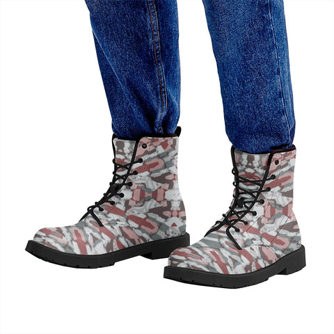 Image of Multicolored Ethnic Geometric Design Leather Boots
