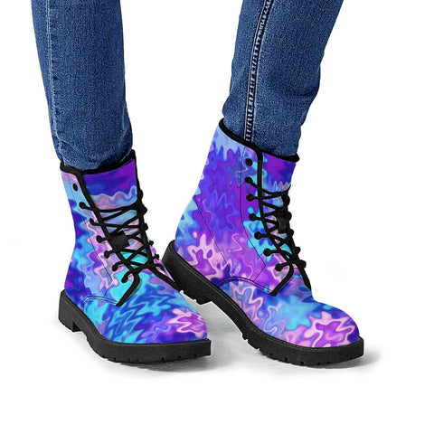 Image of Blue Purple Marble Waves Leather Boots