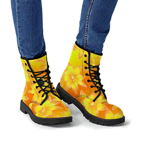 Image of Yellow Flowers Leather Boots