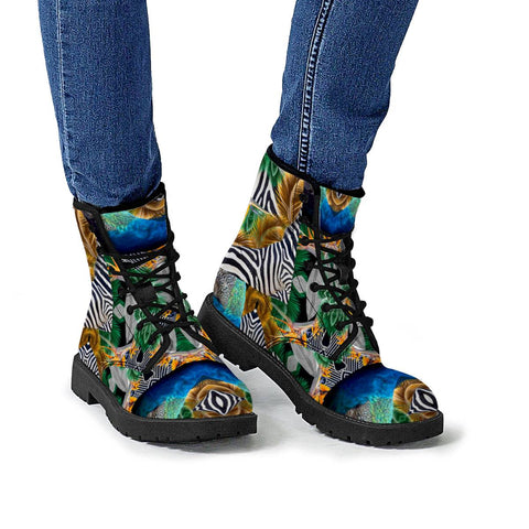 Image of Zebra Tropical Paradise Leather Boots