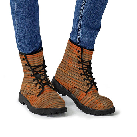 Image of Orange Grunge Print Leather Boots