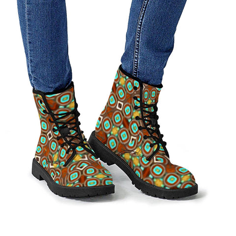 Image of Colorful Modern Geometric Print Pattern Leather Boots