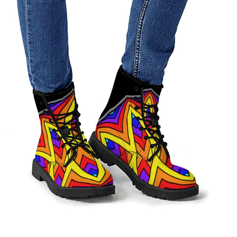Image of Unique Colorful Flowers Leather Boots