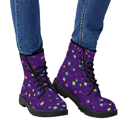 Image of Funky Rainbow Pattern Leather Boots