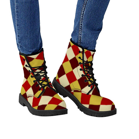 Image of Red And Yellow Checkered Leather Boots