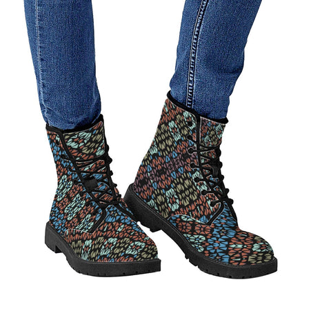 Image of Multicolored Mosaic Print Pattern Leather Boots