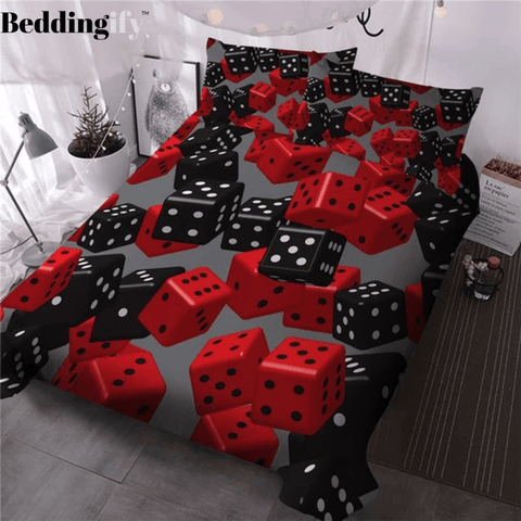 Image of Red Black Dice Comforter Set - Beddingify