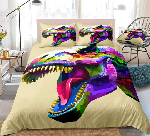Image of Colorful T-Rex Bedding Set - Beddingify