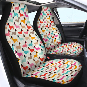 Colorful Dachshund Dog SWQT2226 Car Seat Covers