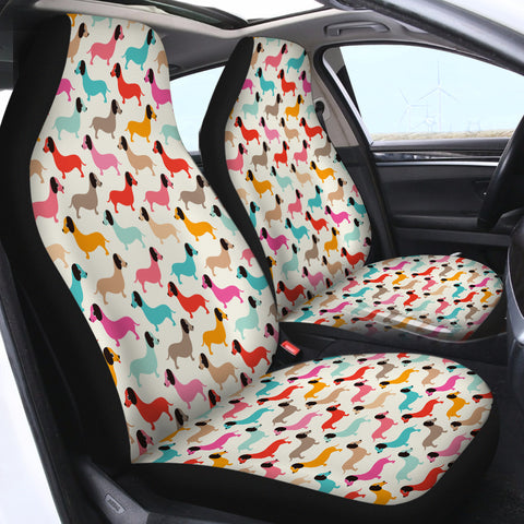 Image of Colorful Dachshund Dog SWQT2226 Car Seat Covers