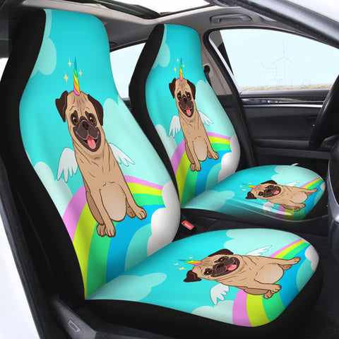 Image of Rainbow Pug SWQT0679 Car Seat Covers