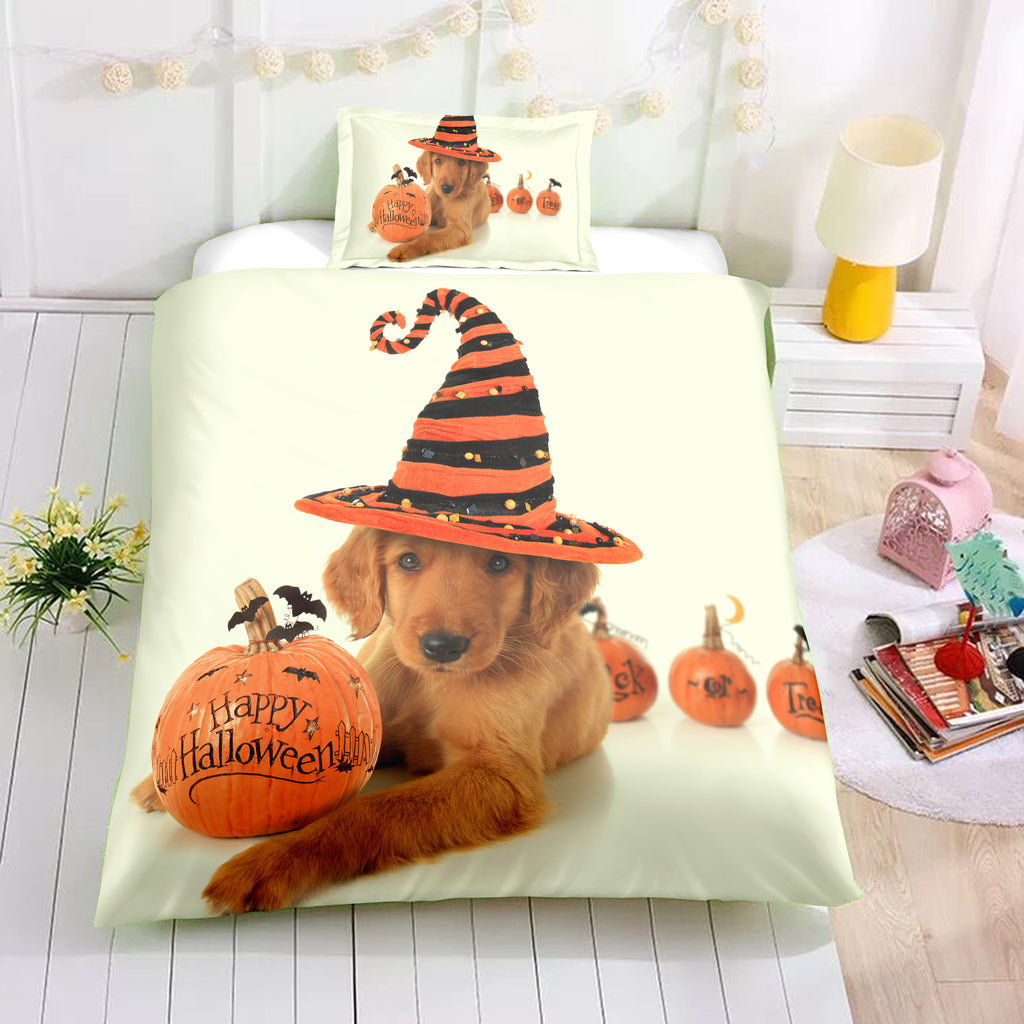 Dog and Pumpkin Halloween Bedding Set - Beddingify
