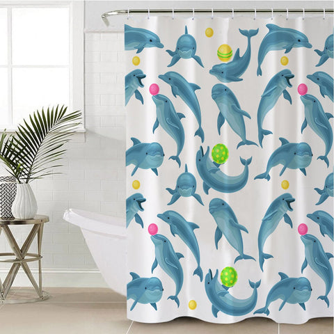 Image of Dolphin Circus Shower Curtain