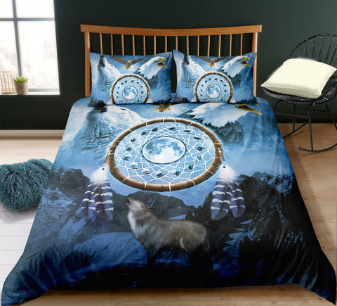 Image of Dreamcathcer Eagle and Wolf Bedding Set - Beddingify