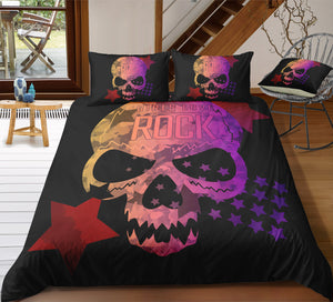 Rock Star Gradient Purple Skull Bedding Set